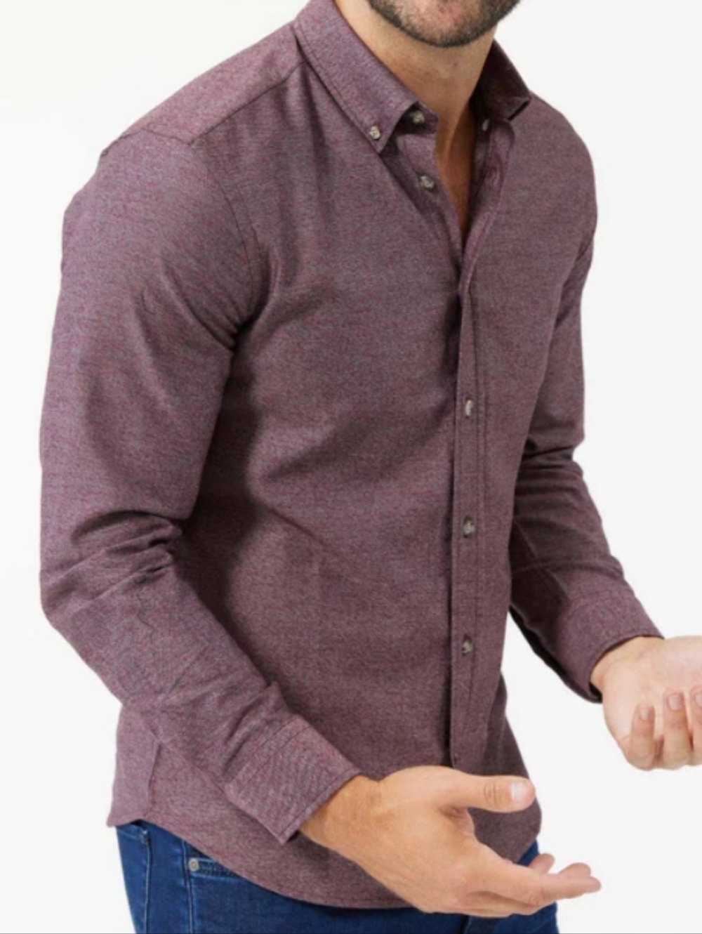 Ash & Erie Men's Heather Burgundy Brushed Cotton Long Sleeve Shirt, Size Small